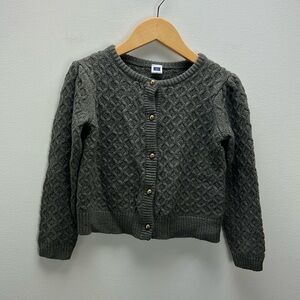 Janie And Jack Gray Cable Knit Cardigan Sweater Gold Buttons Classic Girls 3T